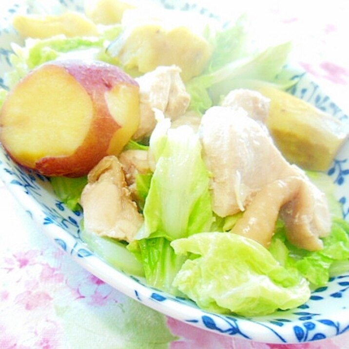 ほんだしde❤白菜と薩摩芋と鶏もも肉の炊いたん❤